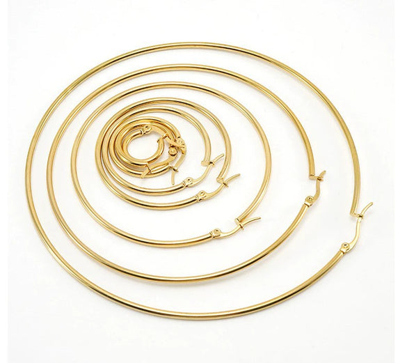 Women's Stainless Steel Geometric Round Hoop Earrings Electroplated
