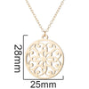 Women's Stainless Steel Geometric Round Pendant Necklace With Cut Out Flower Stamen Design And Electroplated O Chain