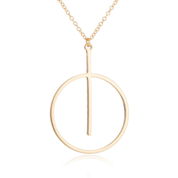 Women's Stainless Steel Geometric Round Pendant Necklace With Electroplated Finish And Ochain Design