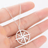 Women's Stainless Steel Geometric Round Pendant Necklace With Oshaped Chain And Electroplated Compass Design