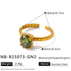 Women's Stainless Steel Geometric Round Ring With Zircon Setting And Adjustable Open Band Minimalist Plated Jewelry Wholesale