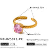 Women's Stainless Steel Geometric Round Ring With Zircon Setting And Adjustable Open Band Minimalist Plated Jewelry Wholesale