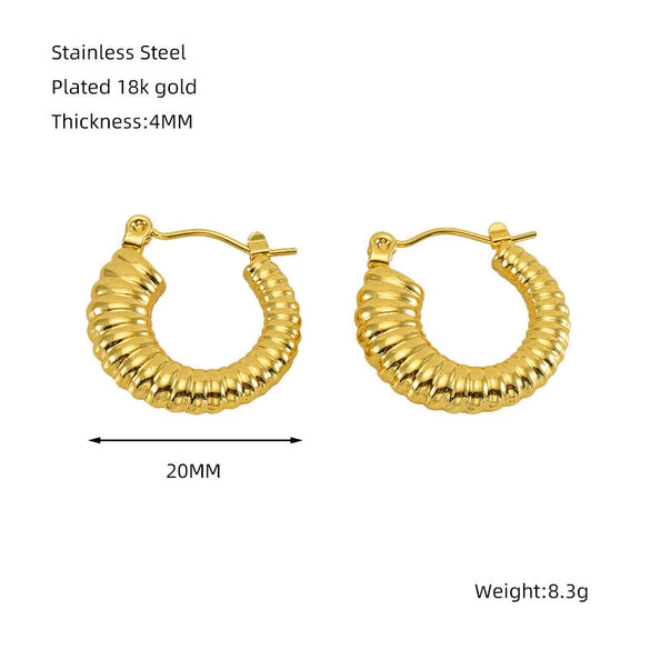 Women's 316L Stainless Steel Geometric Round Twist Electroplated Earrings