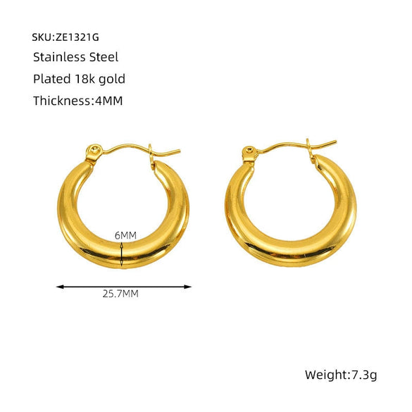 Women's 316L Stainless Steel Geometric Round Twist Electroplated Earrings