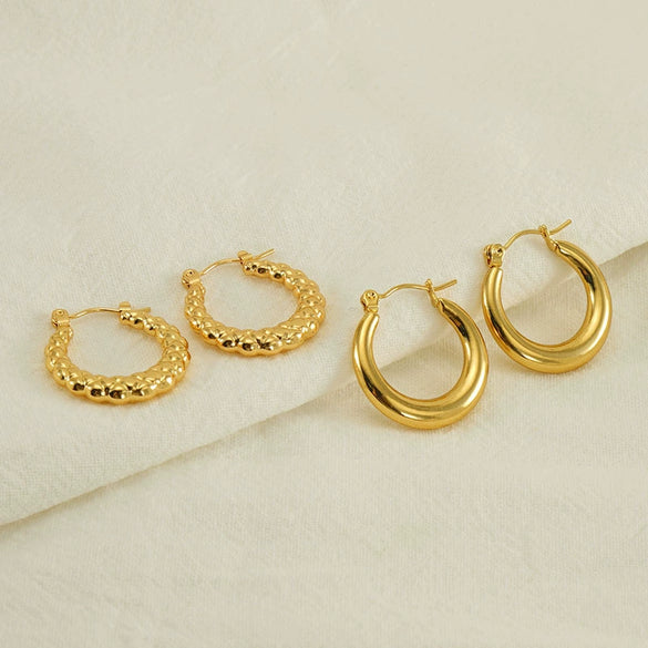 Women's 316L Stainless Steel Geometric Round Twist Electroplated Earrings
