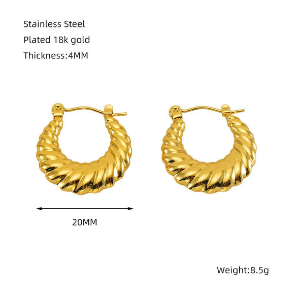 Women's 316L Stainless Steel Geometric Round Twist Electroplated Earrings