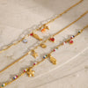 Women's Stainless Steel Geometric Small Fish Pearl Natural Stone Electroplated Personality Bracelet Jewelry