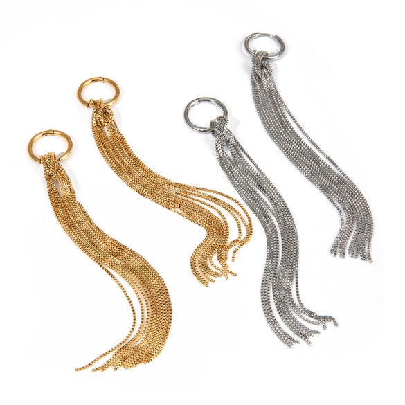 Women's Stainless Steel Geometric Snake Bone Chain Knotted Tassel Earrings Jewelry With Electroplating