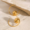 Women's Stainless Steel Geometric Spherical Electroplated Earrings With Quiet Design