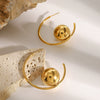 Women's Stainless Steel Geometric Spherical Electroplated Earrings With Quiet Design