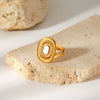 Women's Stainless Steel Geometric Spiral Pattern Electroplated Ring