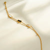 Women's Stainless Steel Geometric Square Bracelet With White Shell Inlay And Vacuum Plated 18K Finish