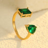 Women's Stainless Steel Geometric Square Drop Ring With Microinlaid Colorful Zircon And Electroplating