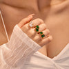 Women's Stainless Steel Geometric Square Drop Ring With Microinlaid Colorful Zircon And Electroplating