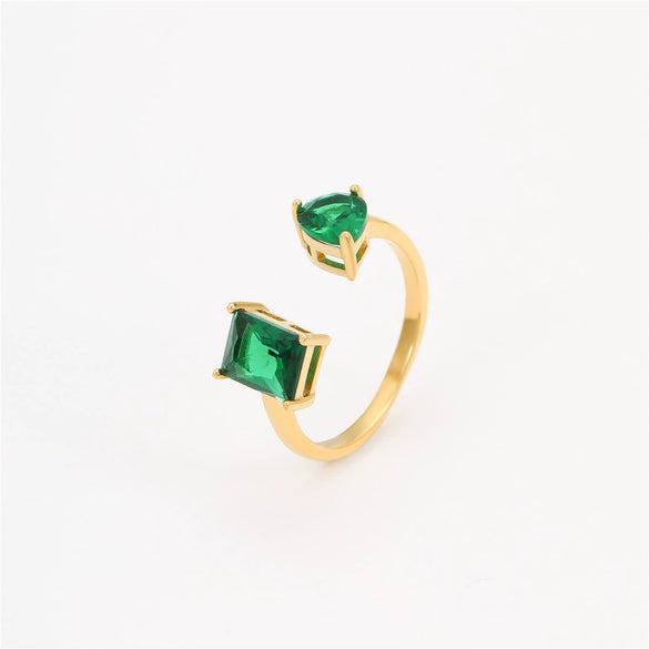 Women's Stainless Steel Geometric Square Drop Ring With Microinlaid Colorful Zircon And Electroplating