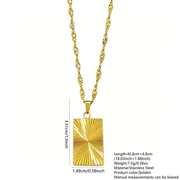 Women's Stainless Steel Geometric Square Pendant Clavicle Necklace With Electroplated Gold Finish Versatile Fashion Jewelry