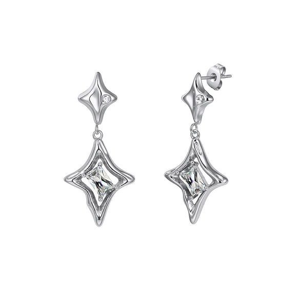 Women's Stainless Steel Geometric Star Earrings With Vacuum Real Gold Plating In Pvd Furnace