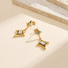 Women's Stainless Steel Geometric Star Earrings With Vacuum Real Gold Plating In Pvd Furnace