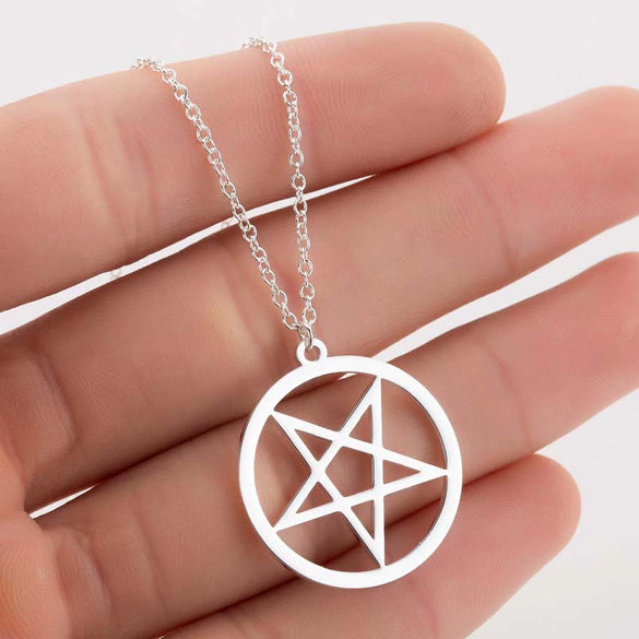 Women's Stainless Steel Geometric Star Pendant Necklace With Electroplated Finish Minimalist Fairy Style O Chain Jewelry