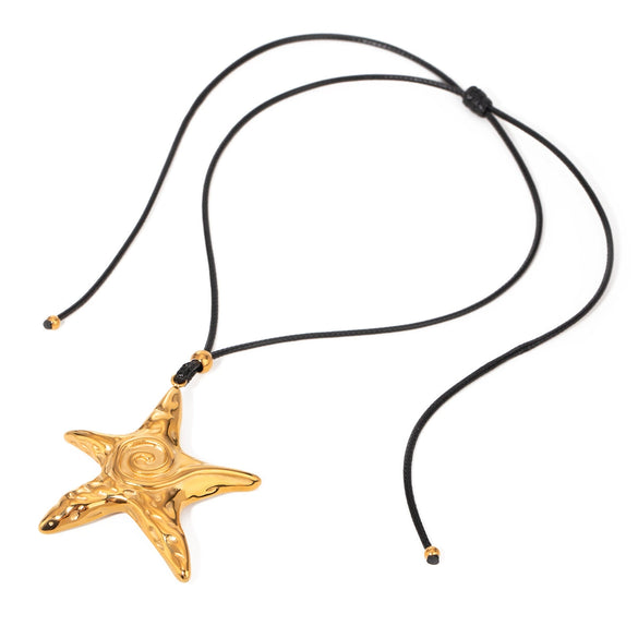 Women's Stainless Steel Geometric Starfish Pendant Necklace Jewelry With Electroplating