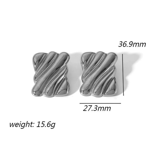 Women's Stainless Steel Geometric Striped Electroplated Earrings