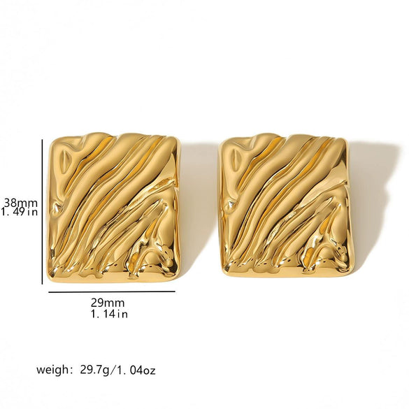 Women's Stainless Steel Geometric Striped Electroplated Earrings