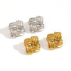 Women's Stainless Steel Geometric Striped Square Stud Earrings With Electroplating