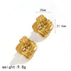 Women's Stainless Steel Geometric Striped Square Stud Earrings With Electroplating