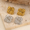Women's Stainless Steel Geometric Striped Square Stud Earrings With Electroplating