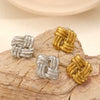 Women's Stainless Steel Geometric Striped Square Stud Earrings With Electroplating