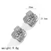 Women's Stainless Steel Geometric Striped Square Stud Earrings With Electroplating