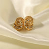 Women's Stainless Steel Geometric Stud Earrings Inlaid With Diamond