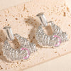 Women's Stainless Steel Geometric Stud Earrings With Exaggerated Irregular Quadrilateral Design And Electroplated Finish
