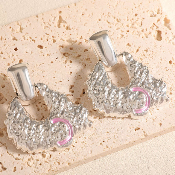 Women's Stainless Steel Geometric Stud Earrings With Exaggerated Irregular Quadrilateral Design And Electroplated Finish