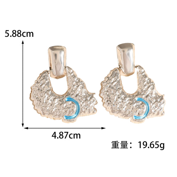 Women's Stainless Steel Geometric Stud Earrings With Exaggerated Irregular Quadrilateral Design And Electroplated Finish