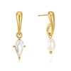 Women's Stainless Steel Geometric Stud Earrings With Sparkling Rhinestone Accents And Elegant Plated Finish For Wholesale