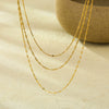Women's Stainless Steel Geometric Style Electroplated Threelayer Plain Chain Necklace