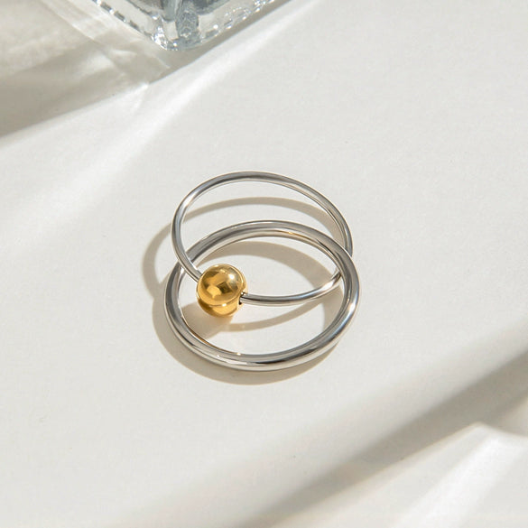 Women's Stainless Steel Geometric Style Ring With Electroplating Treatment
