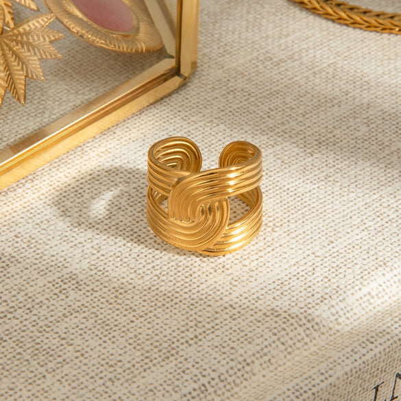 Women's Stainless Steel Geometric Style Ring With Electroplating