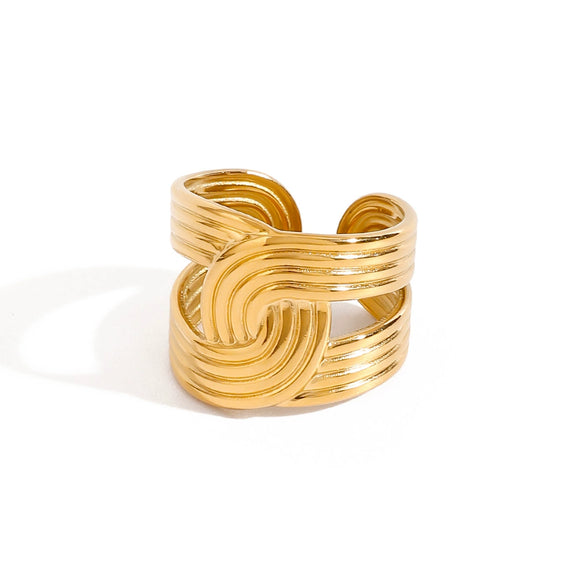 Women's Stainless Steel Geometric Style Ring With Electroplating