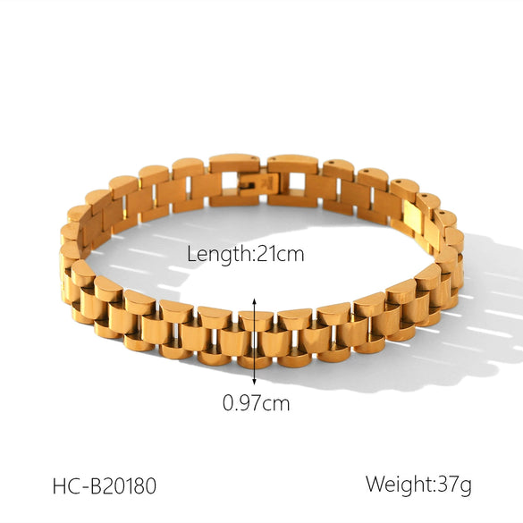 Women's Stainless Steel Geometric Style Watch Chain Bracelet With Electroplating Treatment Light Luxury Niche Highgrade Jewelry