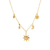 Women's Stainless Steel Geometric Sun Moon Star Necklace With Cat's Eye Stone Zircon And Rhinestone Accents 18K Vacuum Plated Light Luxury Jewelry