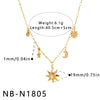 Women's Stainless Steel Geometric Sun Moon Star Necklace With Cat's Eye Stone Zircon And Rhinestone Accents 18K Vacuum Plated Light Luxury Jewelry