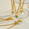 Women's Stainless Steel Geometric Sun Pendant Necklace With Zircon Rhinestone And Pearl Accents 18K Vacuum Plated Regular Chain