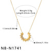 Women's Stainless Steel Geometric Sunflower Pendant Necklace With Rhinestones And 18K Vacuum Plated Finish