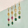 Women's Stainless Steel Geometric Tassel Earrings With Rhinestones And Gemstones Plated Sparkling Pierced Earrings For Wholesale