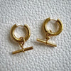 Women's Stainless Steel Geometric Tbar Pendant Removable Earrings With Electroplating