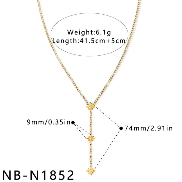 Women's Stainless Steel Geometric Teardrop Heart Pendant Necklace With Zircon Rhinestone And Pearl Accents Light Luxury Plated Jewelry