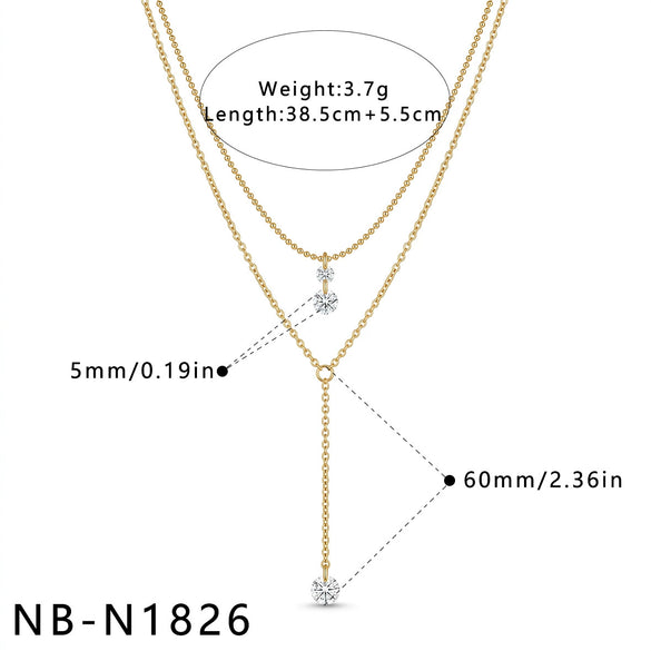 Women's Stainless Steel Geometric Teardrop Heart Pendant Necklace With Zircon Rhinestone And Pearl Accents Light Luxury Plated Jewelry
