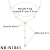 Women's Stainless Steel Geometric Teardrop Heart Pendant Necklace With Zircon Rhinestone And Pearl Accents Light Luxury Plated Jewelry